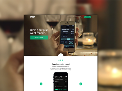 Dash Landing Page app black clean flat green ios landing restaurant ui ux web website
