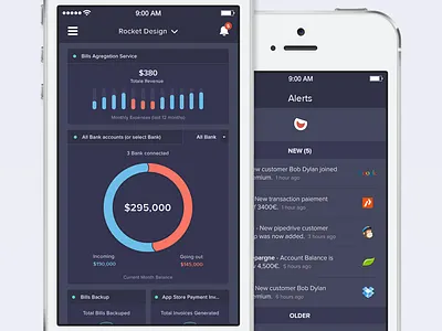 App app bakcup bank bills dashboard data metrics mobile stats sushio