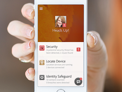 Heads Up device error icons identity ios iphone locate mobile red security ui ux