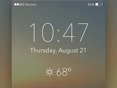 Locked Screen alert app clean flat freebie iphone locked screen minimal mobile ui weather