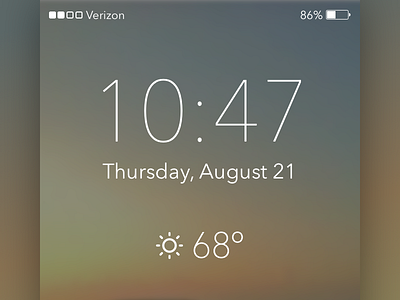 Locked Screen alert app clean flat freebie iphone locked screen minimal mobile ui weather