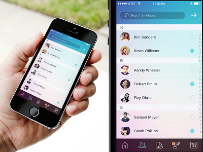 Friends list clean contact friends friends list ios iphone list notification search ui user user interface