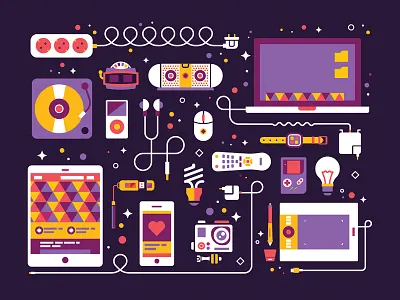 Things flat illustration life tech vector