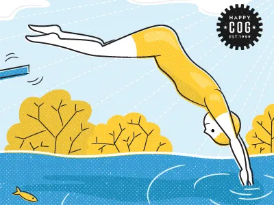 Diving diver fish illustration newsletter trees