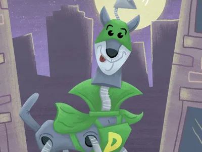 Dynomutt cartoons digital art dog hanna barbera illustration photoshop robot superhero