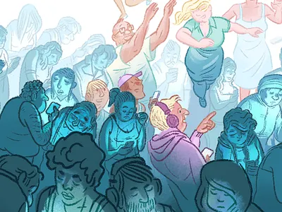 UX Fest 2014 • Detail crowd event fresh tilled soil illustration kyle t webster brushes pastels people ux fest 2014