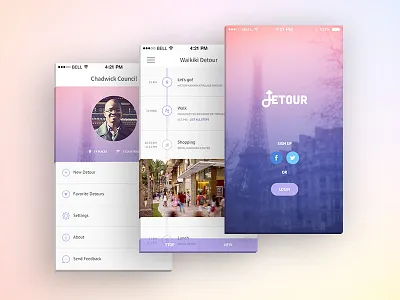 Detour App app travel ui ux