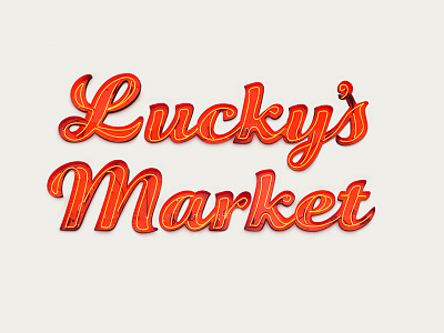 Lucky's Market Wordmark / Neon neon script wordmark