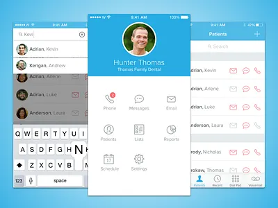 Weave Dental App app blue contacts ios iphone keyboard minimal sketch sketchapp ui ux