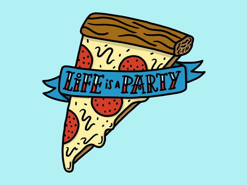 Life is a PIzza Party art flash food illustration josh lafayette lettering lol pizza tattoo typography