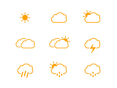 Weather Icon Set flat glyphs icons minimal weather app