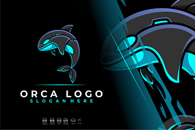 Mecha Robot Orca Whale Logo Design 3d animal animal art animal illustration animation branding cyber design echo fish futuristic graphic design illustration logo mammals motion graphics ocean orca robotic whale