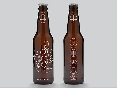 Wild Side Brews - Packaging beer bottle brew brewery icon icons packaging script typography