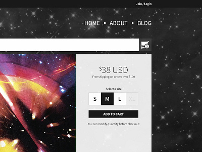 Streamlined Shop Page apparel awesome ecommerce space web design weöm