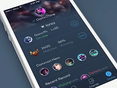 LoL Profile app hero ios7 jessse lol profile victory