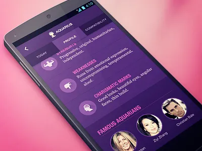 Horoscope Application - Profile android bangalore flat horoscope india ios7 kerala landing page profile psd signs website
