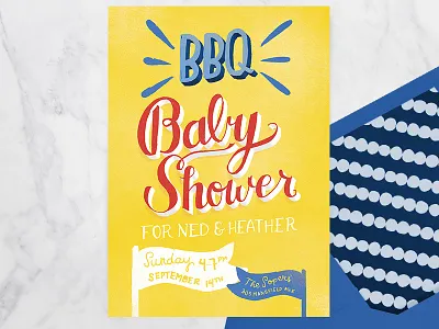 Baby Shower BBQ baby shower bbq hand lettering invite lettering texture