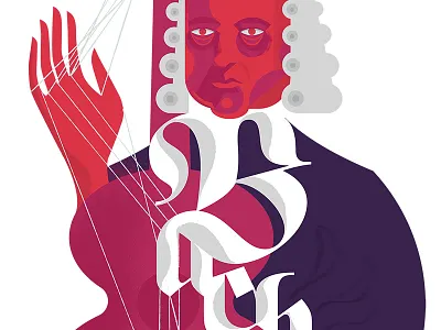 Bach bach black letter classical drawing guitar illustration music strings
