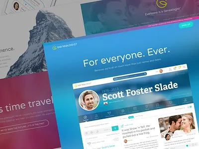 Genealogist® Landing beta branding bright color homepage landing logo ui web website