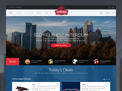 Deal Home contest dark ui deal flat homepage simple sports ui ux