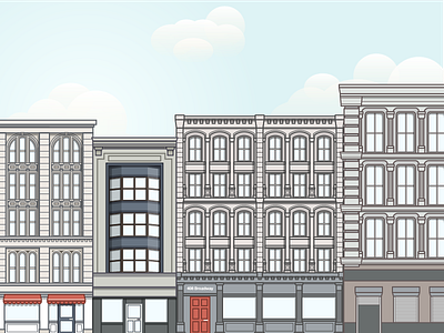 Broadway Illustration buildings flat illustration line new york
