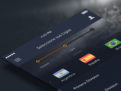 Select your teams. Football App app clean simple ui user interface
