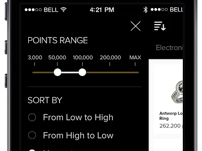 Category Filter application concept filters mobile sort ui ux