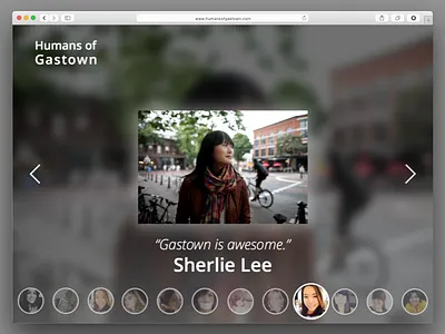 "Humans of Gastown" homepage version 2 gastown photo ui ux vancouver website