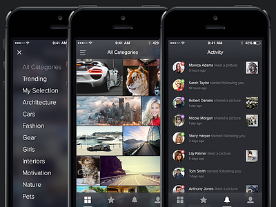 Photos App app interface ios ios7 iphone mobile photos social ui
