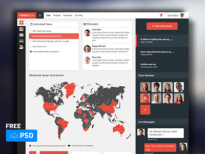 Freebie Dashboard UI Design Download admin panel dashboard free freebie map psd ui uiux widget
