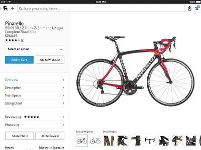 Dribbble Backcountry iPad App app backcountry bikes ecommerce gallery ipad iphone product detail