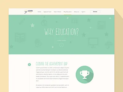 Why Education Page buttons colors design education flat header list logo typography ui ux web