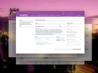 Craigslist Interface Concept concept craigslist redesign ui user experience user interface ux