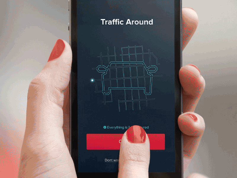App illustration (animation) animation app button car completed illustrations interaction ios7 lines mockuups road tour