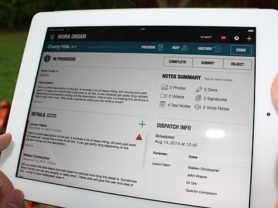 Workorder construction ipad job