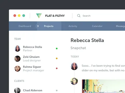 Office blue client flat light messages office ui white