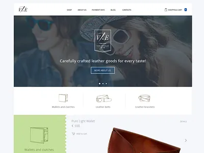 V&E Leather Goods clean ecommerce magazine modern shop site web