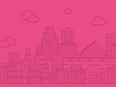 Dribbble Meetup Buenos Aires argentina buenos aires city clouds dribbble event illustration meetup stroke