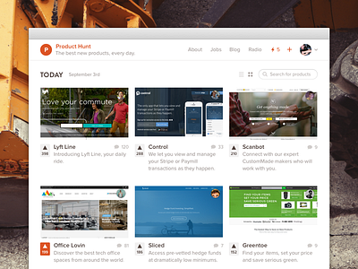 Grid View grid orange product hunt simple truck website