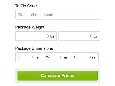 Price Your Postage forms ui design