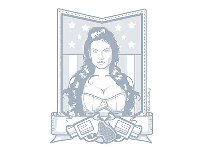 W&S flag flat girl guns illustration shade usa vector weapon woman zattberg