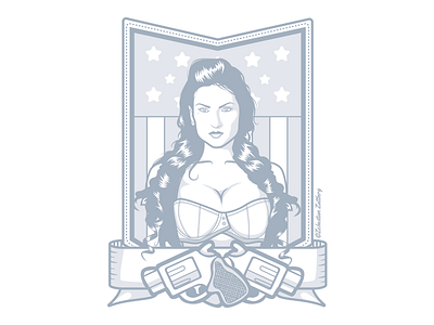 W&S flag flat girl guns illustration shade usa vector weapon woman zattberg