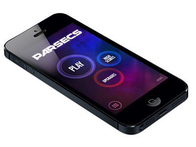 Title Screen buttons game glow ios iphone mockup parsecs round space title screen ui
