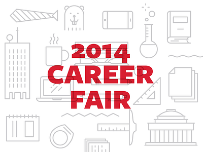 MIT Career Fair 2014 beaver buildings freight sans icons illustration line art vector