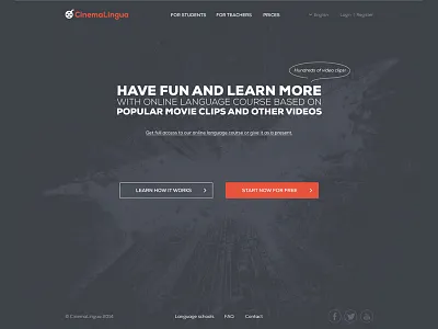 CinemaLingua Web cinema flat fullscreen gray language learn ui videos web