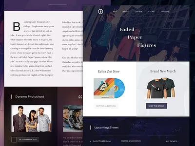 Faded Paper Figures blog fonts imac indie live minimalist music redesign serif typography