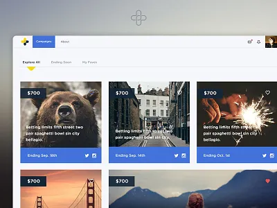 Iplus branding campaign management cards discovery icons layouts prices profiling timing user experience ux
