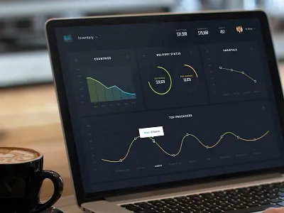 Inventory Stats app chart dark dashboard graph inventory statistics stats ui web