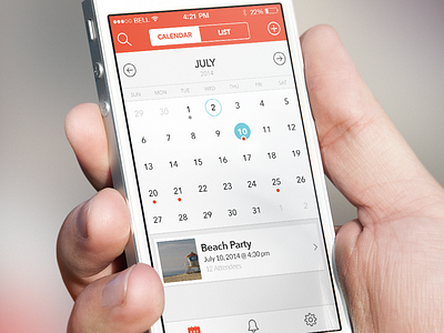Calendar app - coming soon blue calendar events icons ios ios7 ios8 iphone mockuuups red tabbar ui