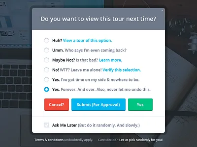 This Dialog. Every Time. app buttons dialog form options psd ui vector